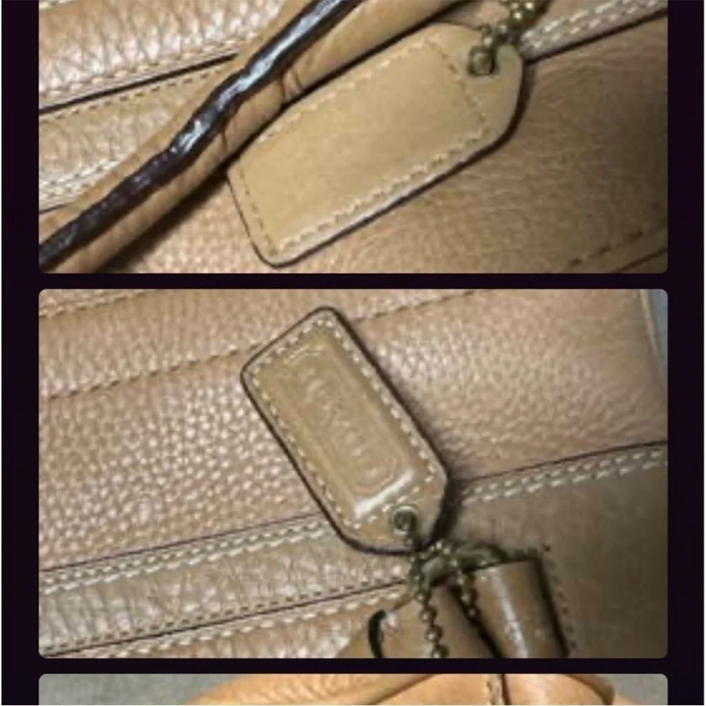 Coach leather shoulder purse in camel color